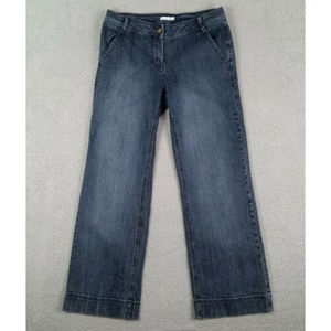 CAbi Size 12 Stretchy Womens Wide Leg Trauser Jeans Dark Wash